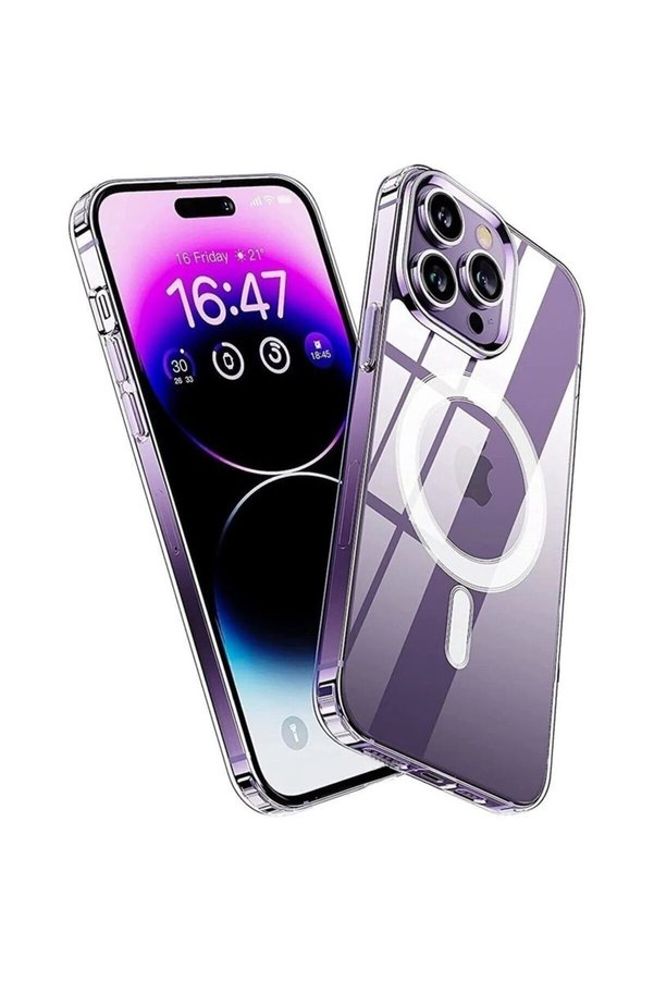 Ethab Ticaret Glb-Stl41414 Iphone 14 Pro Kılıf Kamera Lens Korumalı Magsafe Destekli Şeffaf Darbe Emici Sert Kapak