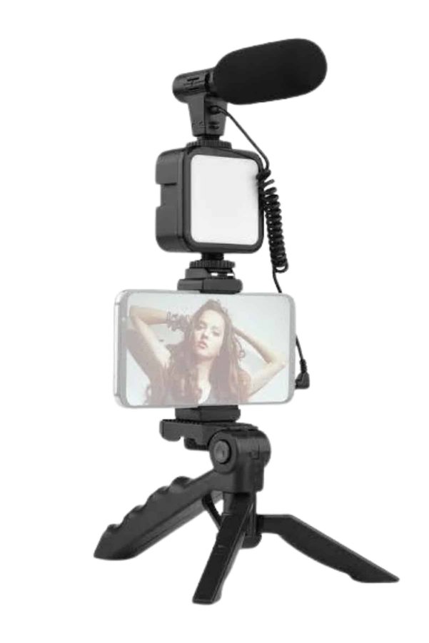 Ucuztekno Tripod Telefon Tutucu Kumandalı Mikrofon Led Işık Vlog Video Kayıt