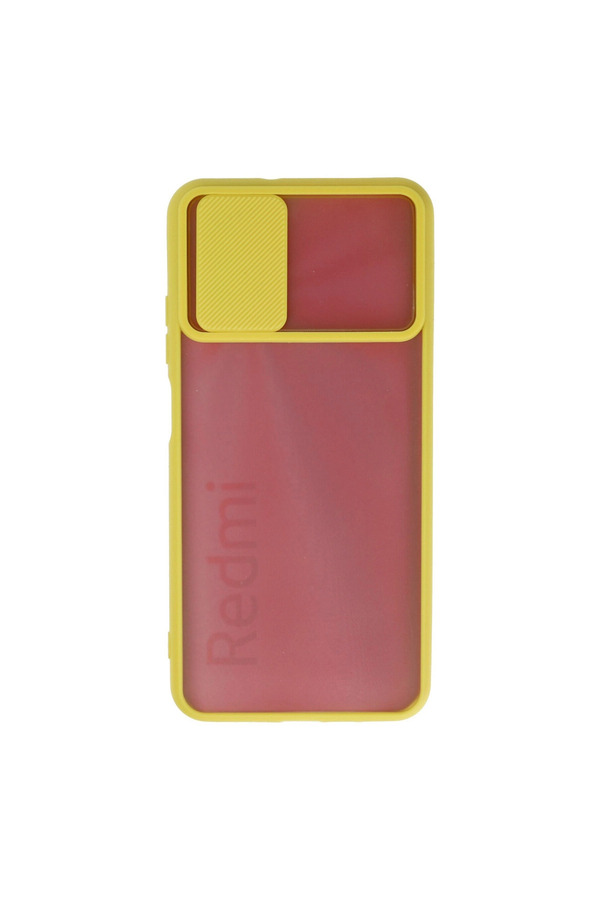 Evimdeyokyok Xiaomi Redmi 9T Kılıf Palm Buzlu Kamera Sürgülü Silikon - Sarı