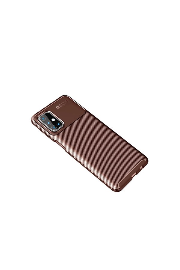 Evi̇mdeyokyok Samsung Galaxy M31S Kılıf Auto Focus Karbon Kapak - Kahverengi̇