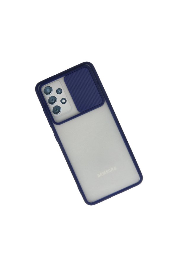 Evimdeyokyok Samsung Galaxy A72 Kılıf Palm Buzlu Kamera Sürgülü Silikon - Lacivert