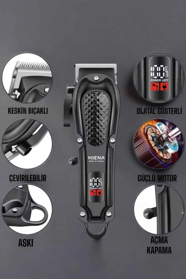 Cndr Suya Dayanıklı Tıraş Makinesi Keskin Bıçaklı Dijital Göstergeli Şarjlı