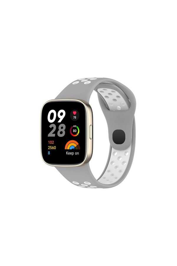 Evimdeyokyok Xiaomi Redmi Watch 3 Spor Delikli Kordon (Saat Değildir) - Gri-Beyaz