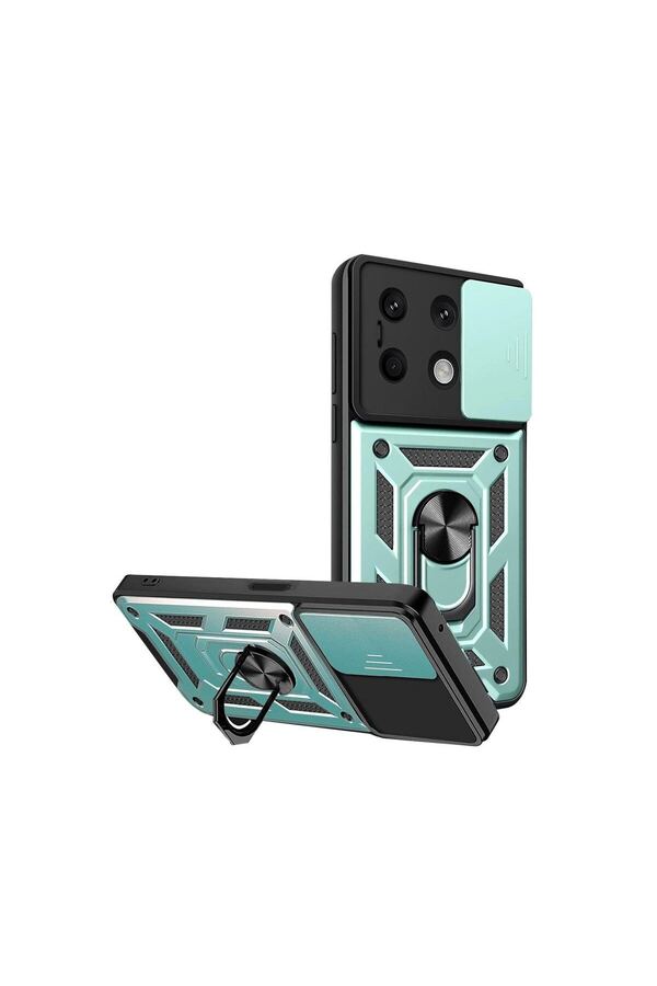 Ethab Ticaret Glb-Stl41414 Xiaomi Redmi Note 13 4G Kılıf Pars Lens Yüzüklü Silikon - Yeşil