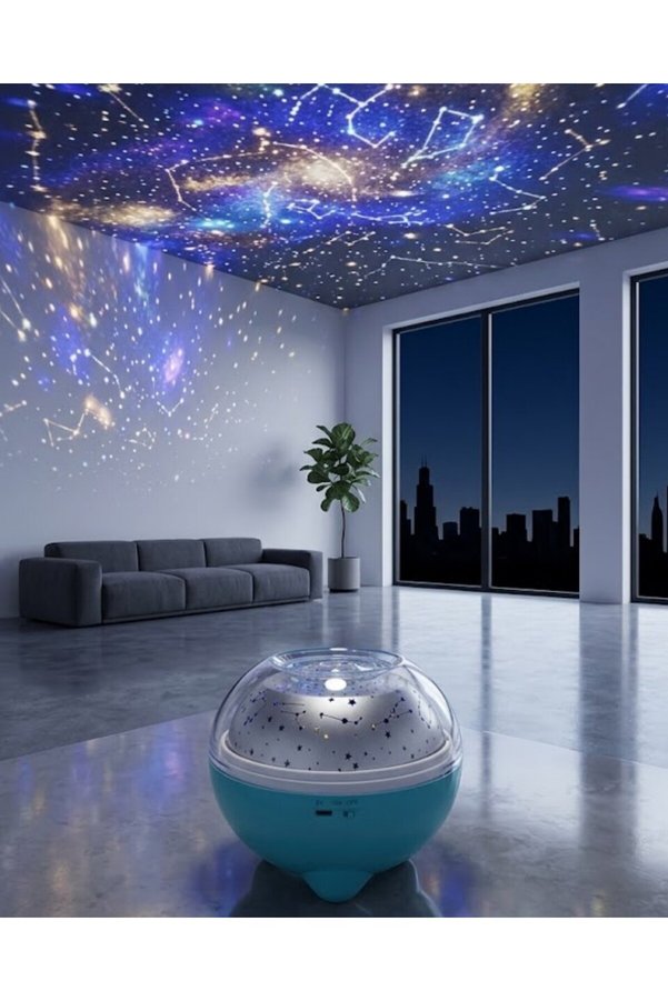 Geneloem Bluetooth Hoparlörlü Yıldız Projeksiyon Gece Lambası Uzaktan Kumandalı Ve Dön - Stepco4753-6