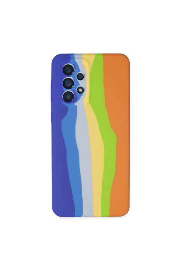Evimdeyokyok Samsung Galaxy A73 5G Kılıf Ebruli Lansman Silikon - Mavi-Turuncu