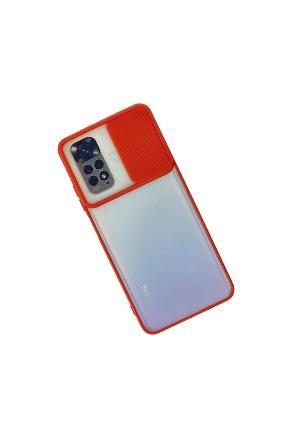 Evimdeyokyok Xiaomi Redmi Note 11 Kılıf Palm Buzlu Kamera Sürgülü Silikon - Kırmızı
