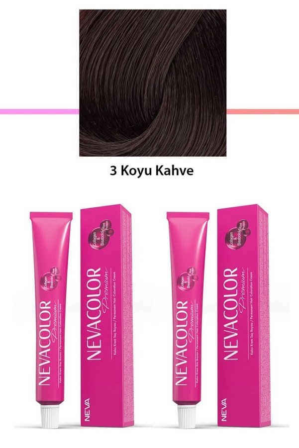 Ethab Ticaret Glb-Stl41414 2 Li Set Premium 3 Koyu Kahve - Kalıcı Krem Saç Boyası 2 X 50 G Tüp