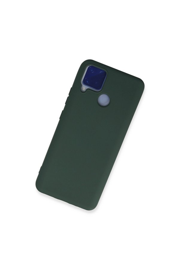 Evi̇mdeyokyok Realme C15 Kılıf Nano İçi̇ Kadi̇fe Si̇li̇kon - Koyu Yeşi̇l