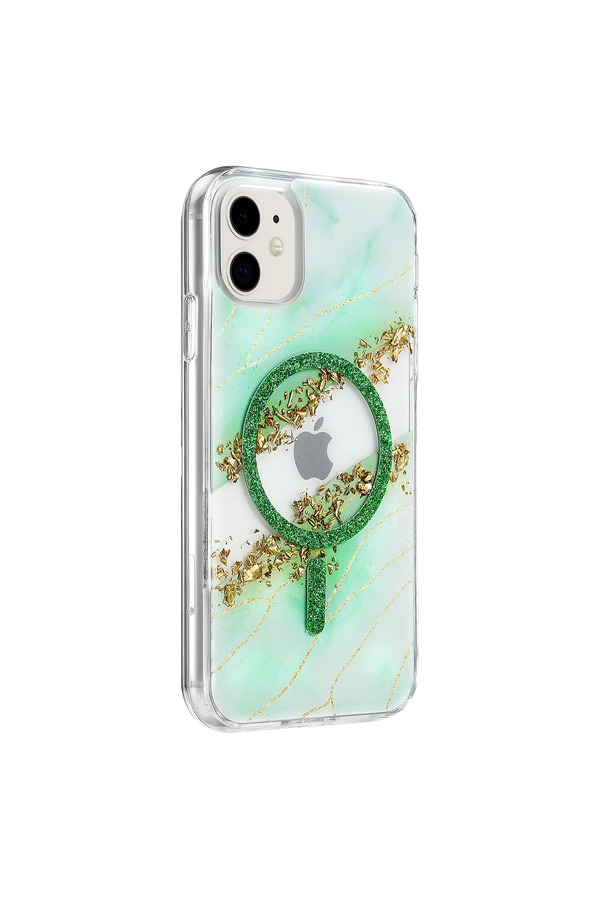 Evimdeyokyok Onegif Apple İphone 11 Lotus Simli Magsafe Kapak - Yeşil