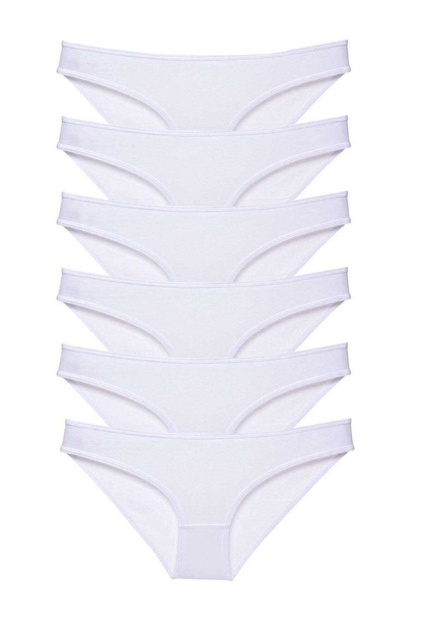 Ethab Ticaret Glb-Stl41414 6 Adet Süper Eko Set Likralı Kadın Slip Külot Beyaz