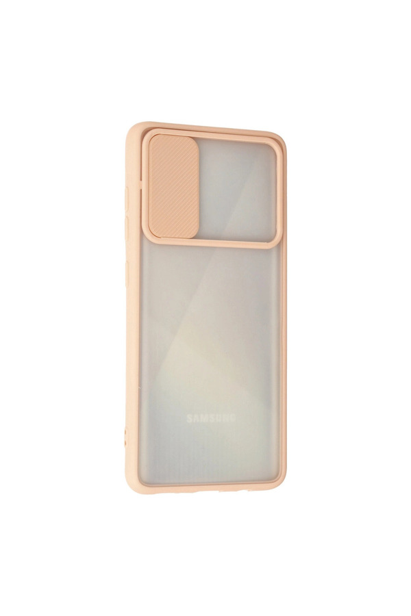 Evimdeyokyok Samsung Galaxy A71 Kılıf Palm Buzlu Kamera Sürgülü Silikon - Pembe