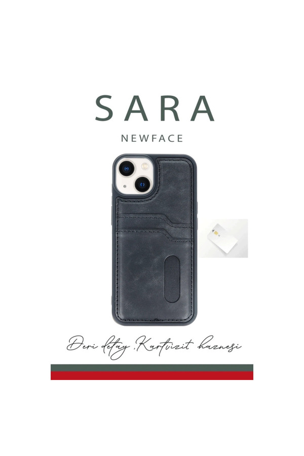 Evi̇mdeyokyok Apple İphone 15 Sara Kartvi̇zi̇tli̇ Deri̇ Kılıf - Si̇yah