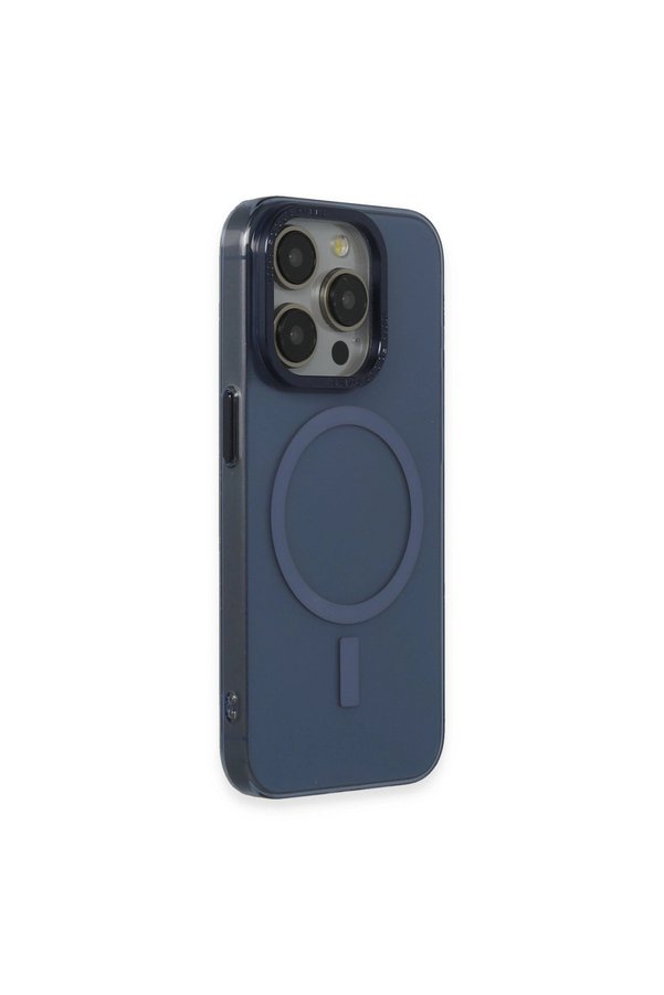Evimdeyokyok Apple İphone 15 Pro Max Kılıf Anka Pc Magneticsafe Sert Metal Kapak - Lacivert