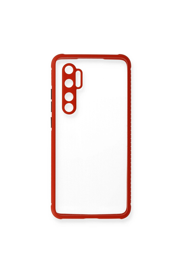 Evimdeyokyok Xiaomi Mi Note 10 Lite Kılıf Miami Şeffaf Silikon - Kırmızı
