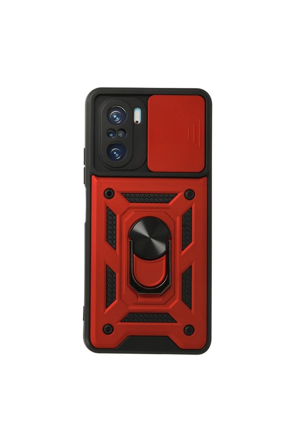 Evimdeyokyok Xiaomi Poco F3 Kılıf Pars Lens Yüzüklü Silikon - Kırmızı