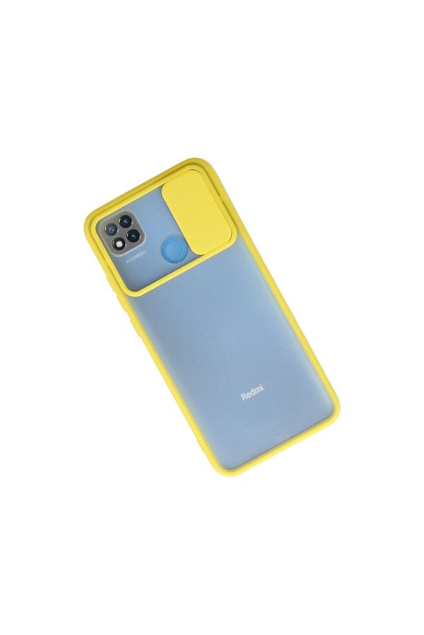 Evimdeyokyok Xiaomi Redmi 9C Kılıf Palm Buzlu Kamera Sürgülü Silikon - Sarı
