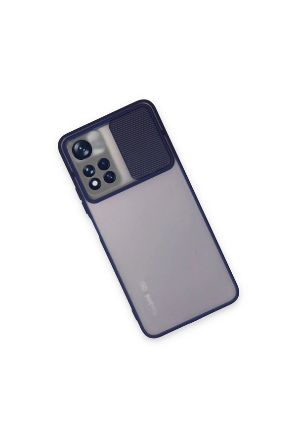 Evimdeyokyok Xiaomi Redmi Note 11T Kılıf Palm Buzlu Kamera Sürgülü Silikon - Lacivert