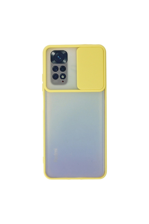 Evimdeyokyok Xiaomi Redmi Note 11 Kılıf Palm Buzlu Kamera Sürgülü Silikon - Sarı