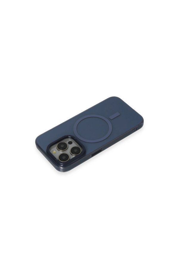 Evimdeyokyok Apple İphone 15 Pro Max Kılıf Anka Pc Magneticsafe Sert Metal Kapak - Lacivert