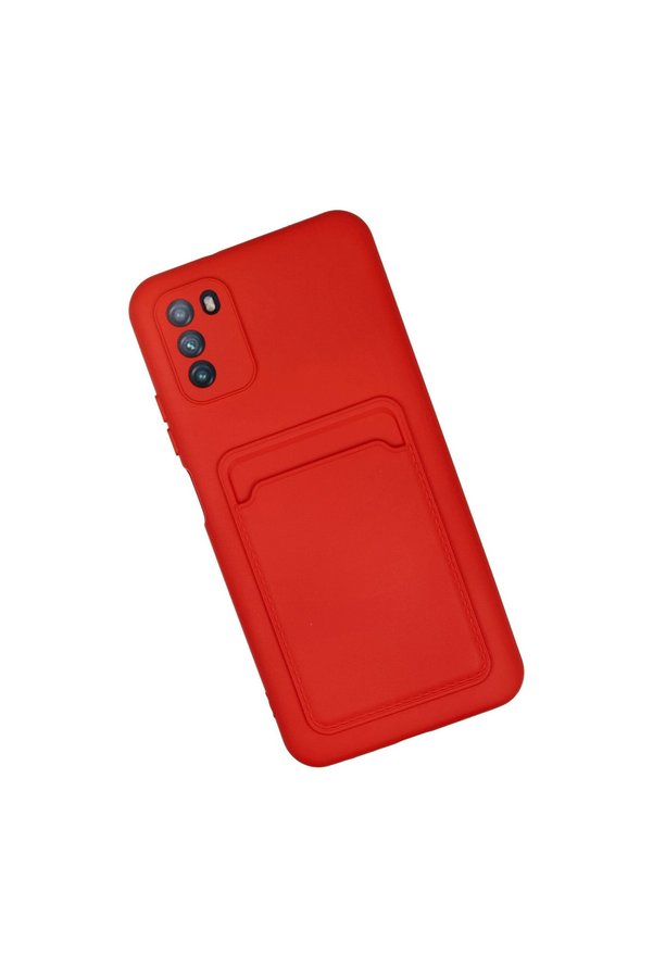 Evi̇mdeyokyok Xi̇aomi̇ Pocophone M3 Kılıf Kelvi̇n Kartvi̇zi̇tli̇ Si̇li̇kon - Kırmızı