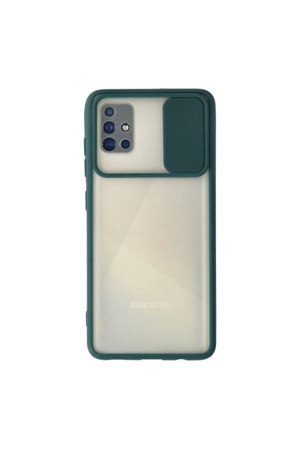 Evimdeyokyok Samsung Galaxy A71 Kılıf Palm Buzlu Kamera Sürgülü Silikon - Yeşil