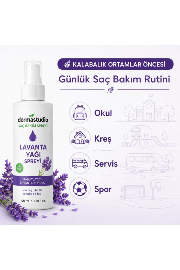 Dermastudio Lavanta Yağlı Saç Spreyi – Doğal Ve Güvenli Saç Bakımı