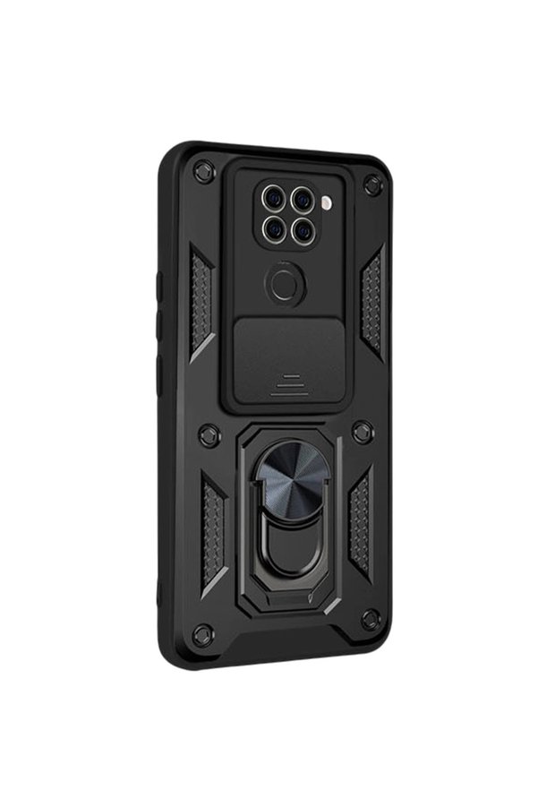 Evimdeyokyok Xiaomi Redmi Note 9 4G Kılıf Pars Lens Yüzüklü Silikon - Siyah