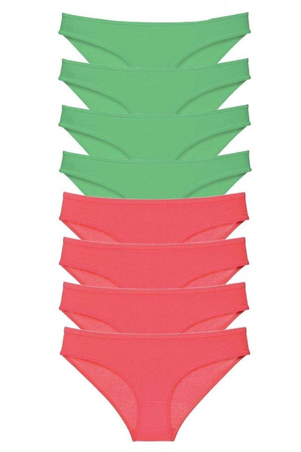 Ethab Ticaret Glb-Stl41414 8 Adet Eko Set Likralı Kadın Slip Külot Yeşil Fuşya