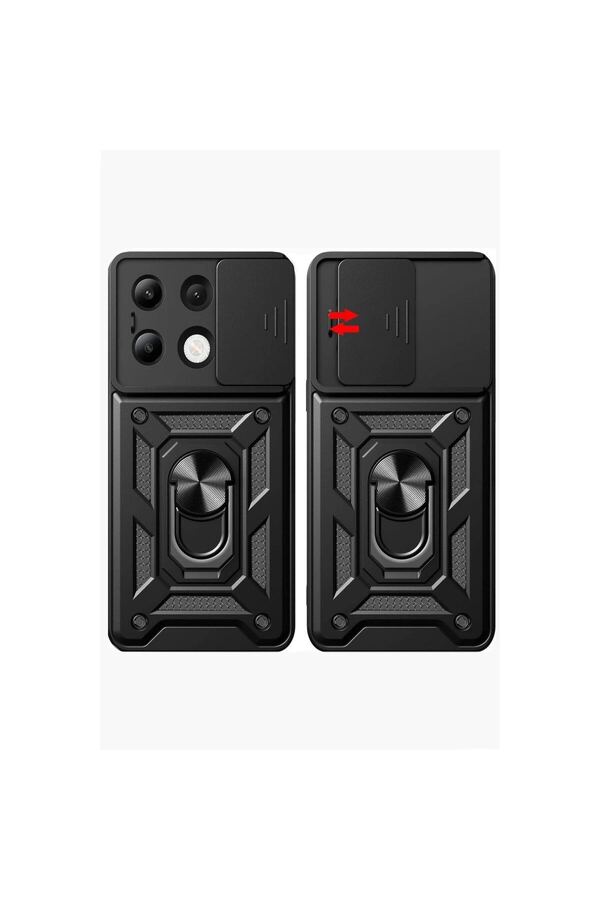 Ethab Ticaret Glb-Stl41414 Xiaomi Redmi Note 13 4G Kılıf Pars Lens Yüzüklü Silikon - Yeşil