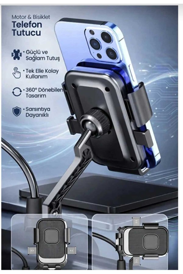 Dıgeruı Xy-089 Motosiklet Bisiklet Telefon Tutucu Ayna Bağlantılı Sarsıntı Önleyici Motor Telefon Tutacağı