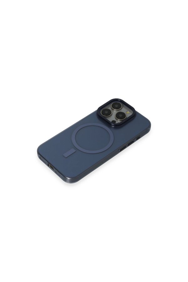 Evimdeyokyok Apple İphone 15 Pro Max Kılıf Anka Pc Magneticsafe Sert Metal Kapak - Lacivert