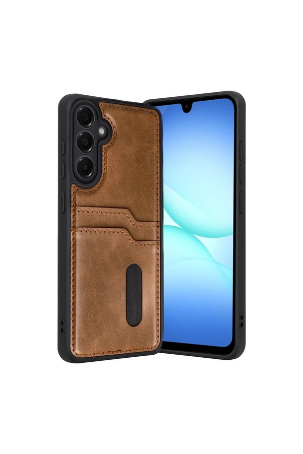 Evimdeyokyok Samsung Galaxy A57 5G Sara Kartvizitli Deri Kılıf - Taba