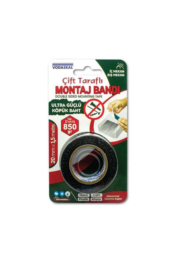Ethab Ticaret Ultra Güçlü Çift Taraflı Köpük Bant 20 Mm X 1,5 Metre