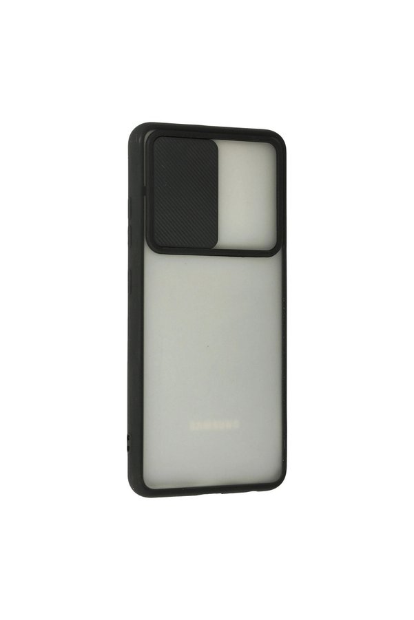 Evimdeyokyok Samsung Galaxy A72 Kılıf Palm Buzlu Kamera Sürgülü Silikon - Siyah