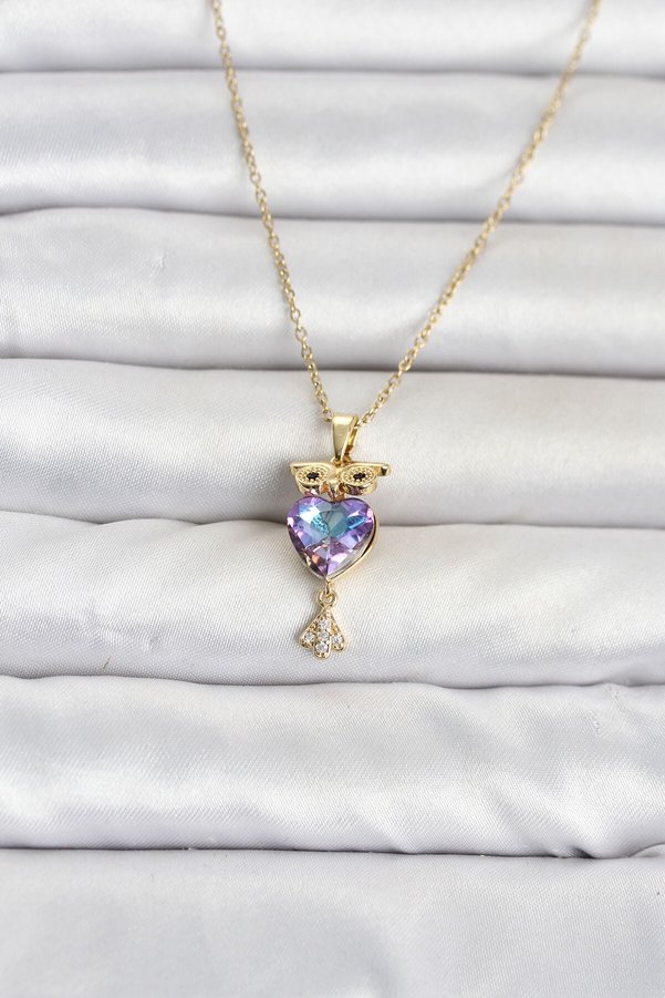 Evimdeyokyok 316L Çelik Zincir Gold Renk Baykuş Model Kadın Kolye Tj-Bko11076