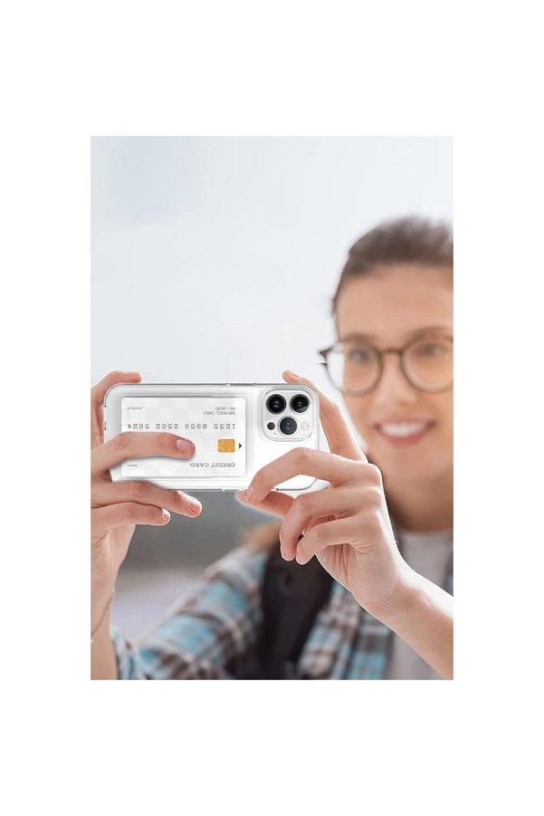 Evimdeyokyok Apple İphone 13 Pro Kılıf Kart Şeffaf Silikon - Şeffaf
