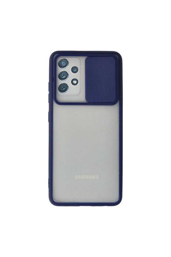 Evimdeyokyok Samsung Galaxy A72 Kılıf Palm Buzlu Kamera Sürgülü Silikon - Lacivert