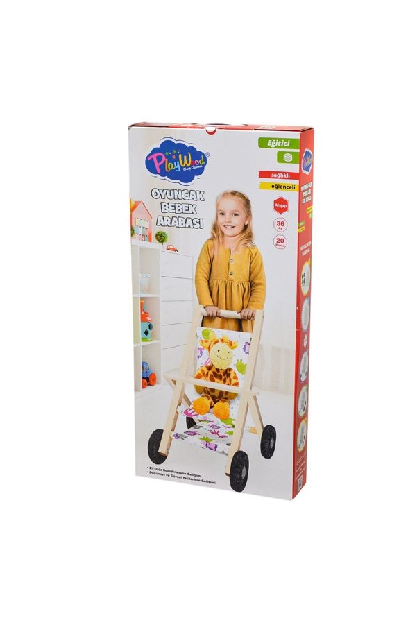 Ethab Ticaret Ony-386 Ahşap Oyuncak Bebek Arabası -Onyıl - 1 Adet