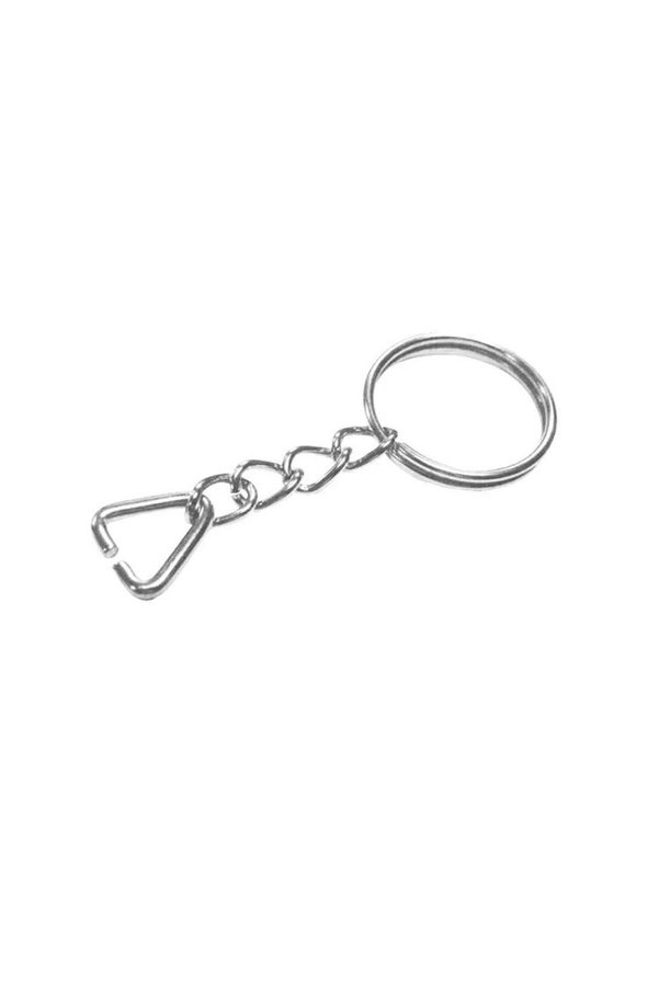Ethab Ticaret Glb-Stl41414 Anahtarlık Halkası, Halka + Zincir + Üçgen, 24Mm, Gümüş, L, 1 Adet