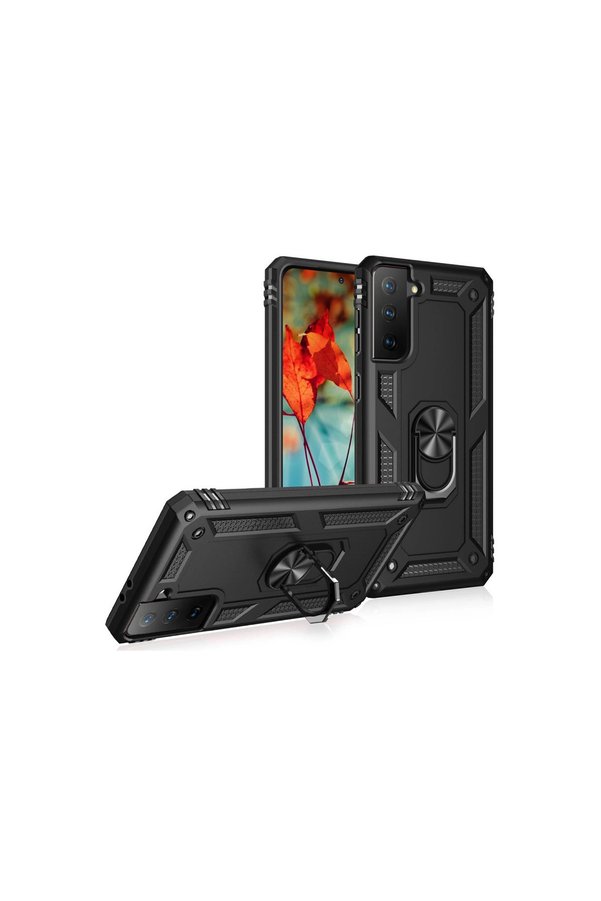 Evimdeyokyok Samsung Galaxy S21 Plus Kılıf Sofya Yüzüklü Silikon Kapak - Siyah