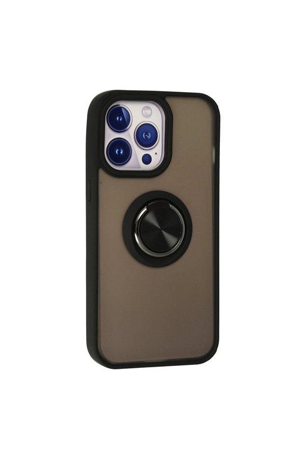 Evi̇mdeyokyok Apple İphone 15 Pro Kılıf Montreal Yüzüklü Si̇li̇kon Kapak - Si̇yah