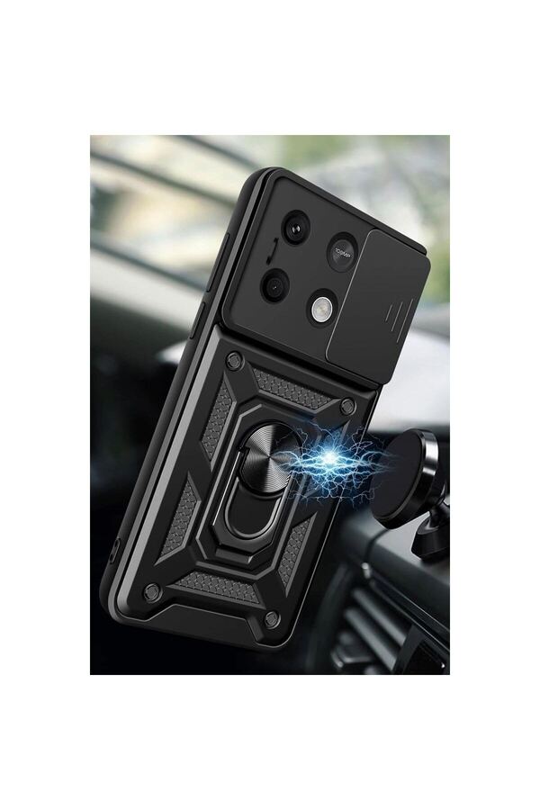 Ethab Ticaret Glb-Stl41414 Xiaomi Redmi Note 13 4G Kılıf Pars Lens Yüzüklü Silikon - Yeşil
