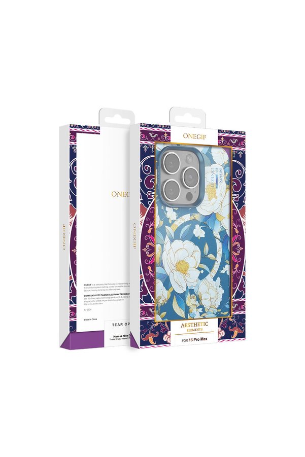 Evi̇mdeyokyok Onegi̇f Apple İphone 14 Pro Max Flower Seri̇es Magsafe Kapak - Mavi̇