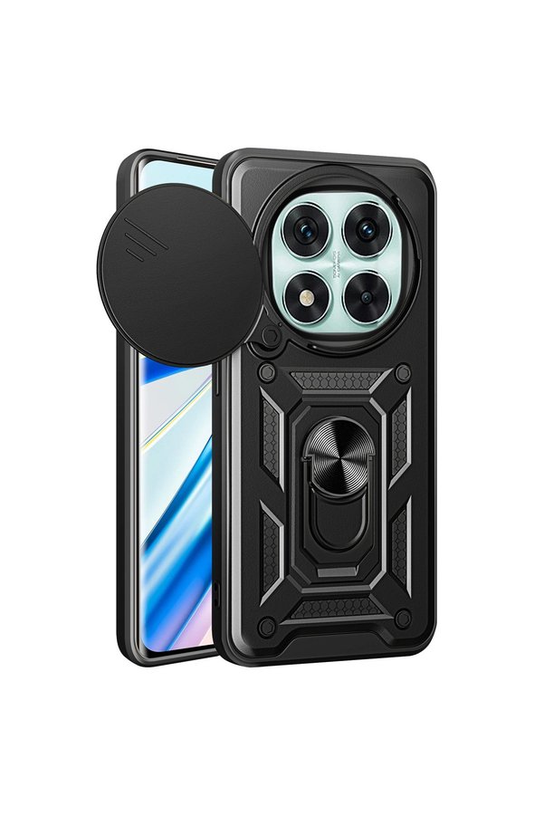 Evimdeyokyok Xiaomi Redmi Note 14 Pro 4G Kılıf Pars Lens Yüzüklü Silikon - Siyah
