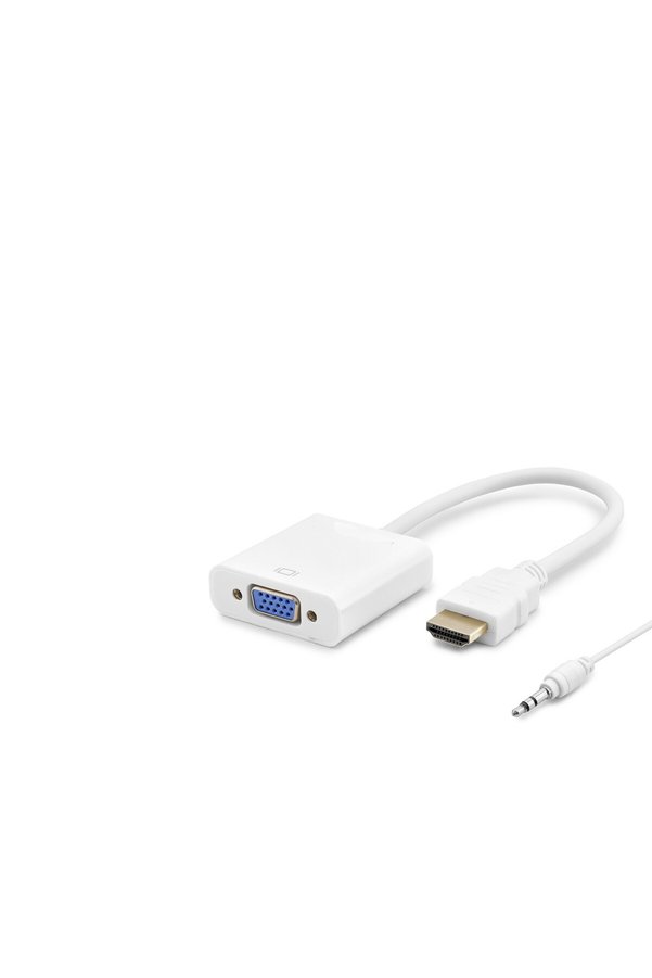 Evimdeyokyok Hdmi To Vga Dişi Ses Çıkışlı Görüntü Dönüştürücü 1080P - Beyaz Hdx2019B