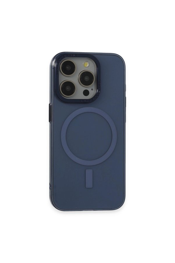 Evimdeyokyok Apple İphone 15 Pro Max Kılıf Anka Pc Magneticsafe Sert Metal Kapak - Lacivert