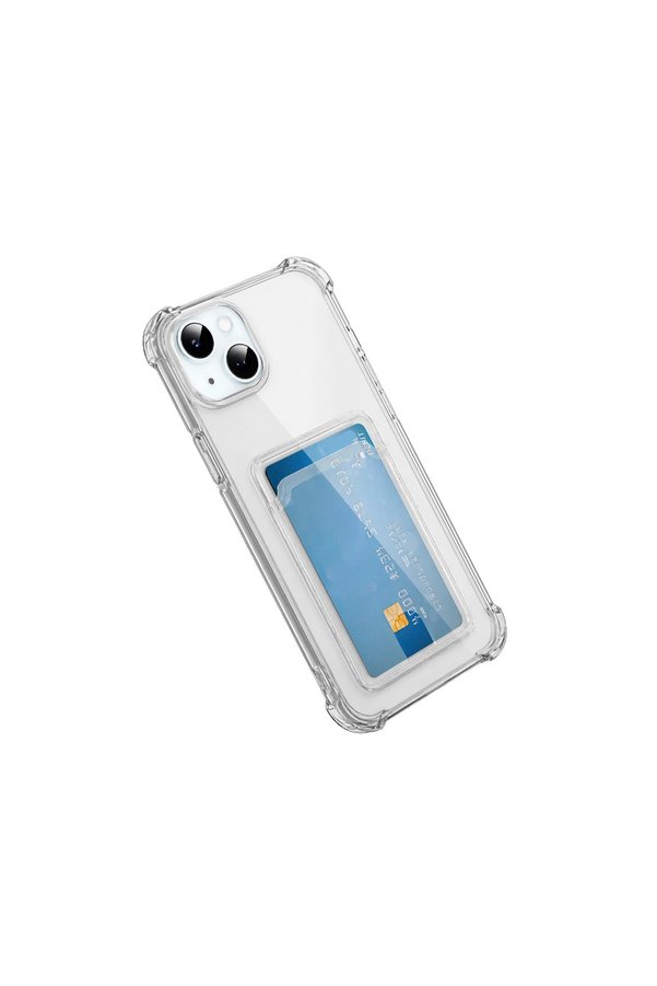 Evimdeyokyok Apple İphone 15 Kılıf Kart Şeffaf Silikon - Şeffaf