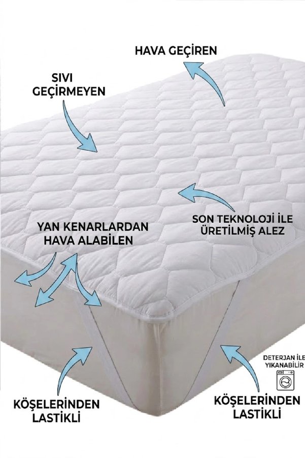 Altın Karma Kapitoneli Sıvı Geçirmez 120X200 Cm Tek Kişilik Köşe Lastikli Yatak Koruyucu Alez
