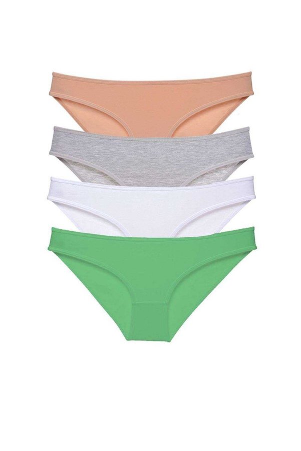 Ethab Ticaret Glb-Stl41414 4 Adet Süper Eko Set Likralı Kadın Slip Külot Ten Gri Beyaz Yeşil